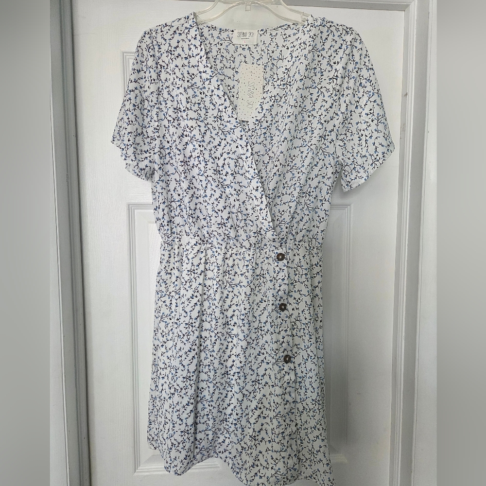 Romantic Surplice Short Sleeved Floral Mini Dress NWT